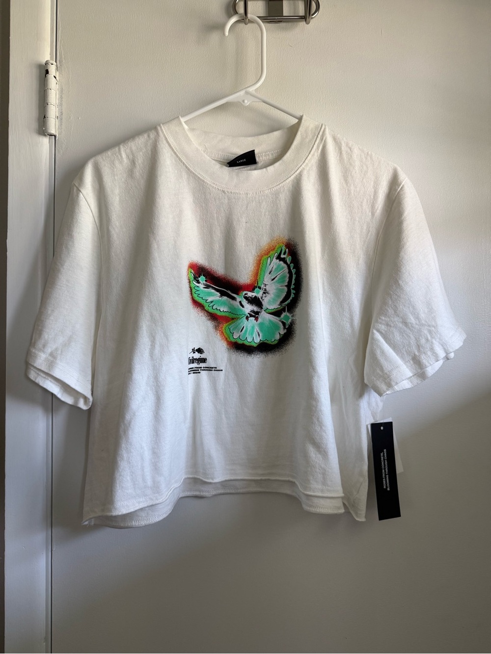 Civilregime Dove Graphic Crop Tee, Size Large